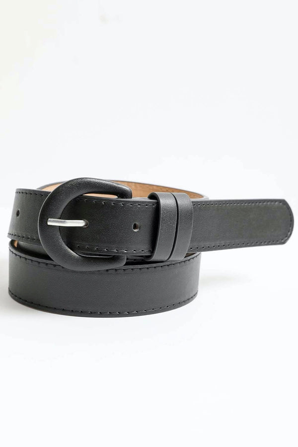 Classic Vegan Leather Belt - Black