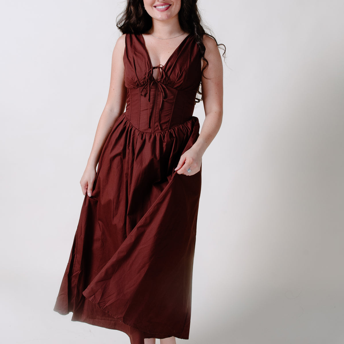 corset poplin dress Casen Midi – Vinnie Louise 48 Petite length 44 Color:Tan Rustic Long Sleeve Sequins Short The Vintage Shop