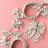 Party Bow Checkerboard - Tan
