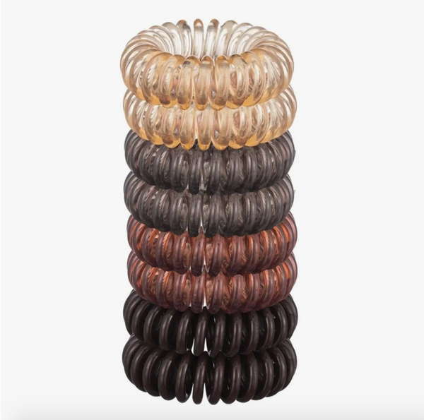 Spiral Hair Ties - 8 Pack Brunette