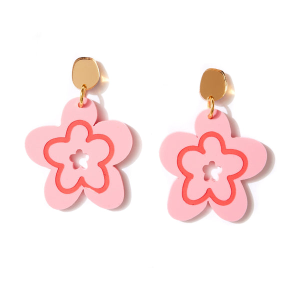 Emeldo - Mallow Pink Flower Earrings