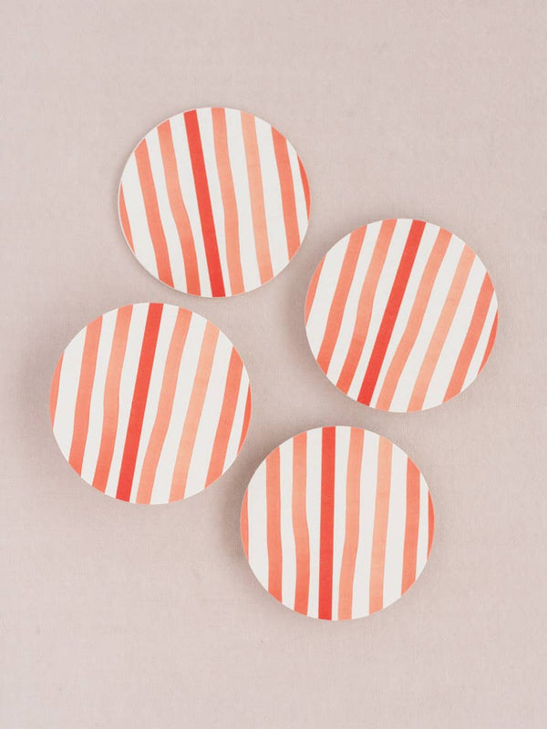 Red Striped Coaster Set of Four