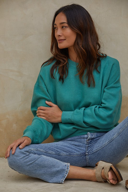 Weekend Vibes Pullover Sweatshirt - Seafoam