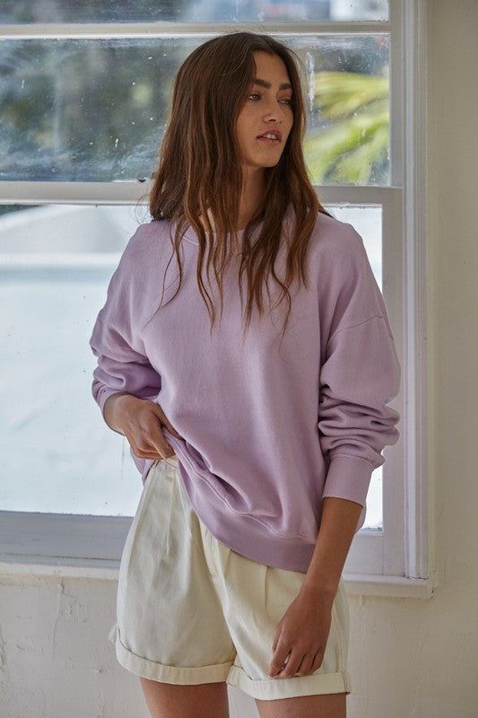 Weekend Vibes Pullover Sweatshirt - Lilac
