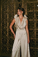 Night On The Town Jumpsuit - Taupe