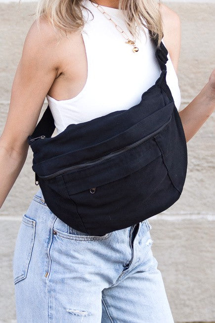 London Oversized Sling Bag - Black