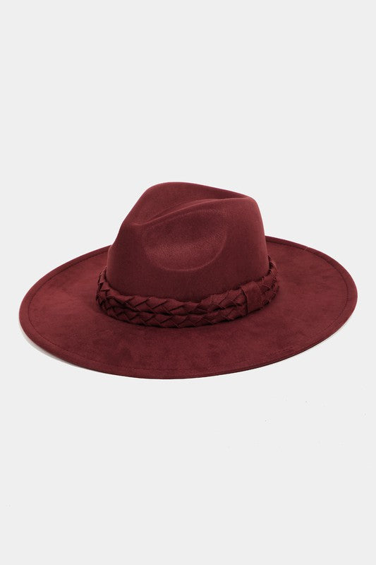 Braided Strap Fedora - Merlot
