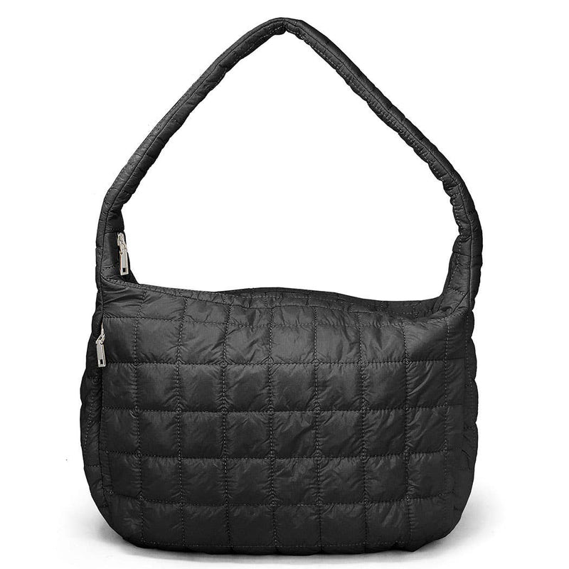 Large Quilted Puffer Bag - Beige