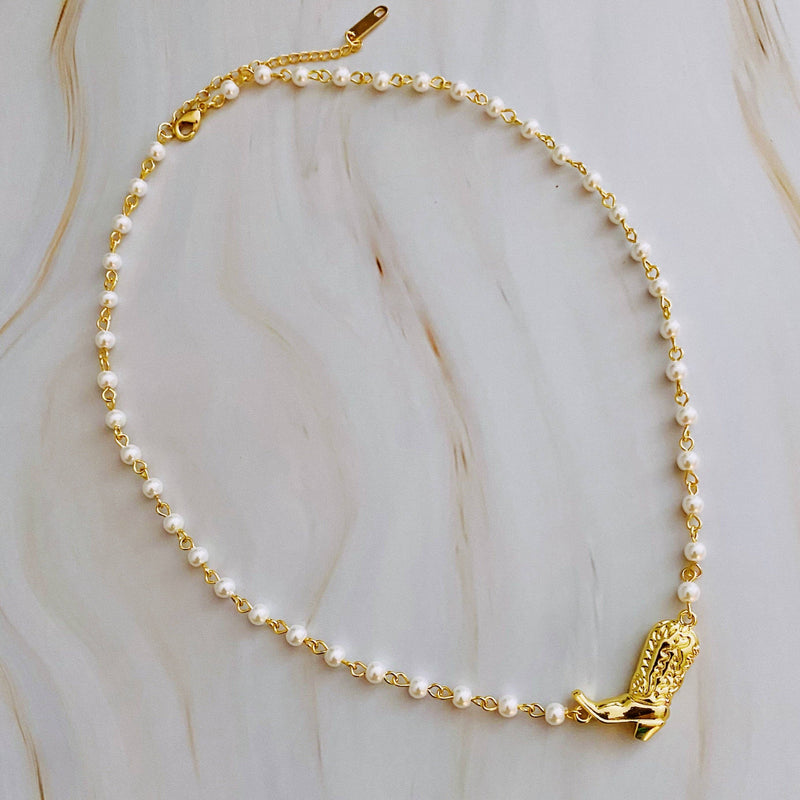 Cowgirl Boot Pearl Necklace