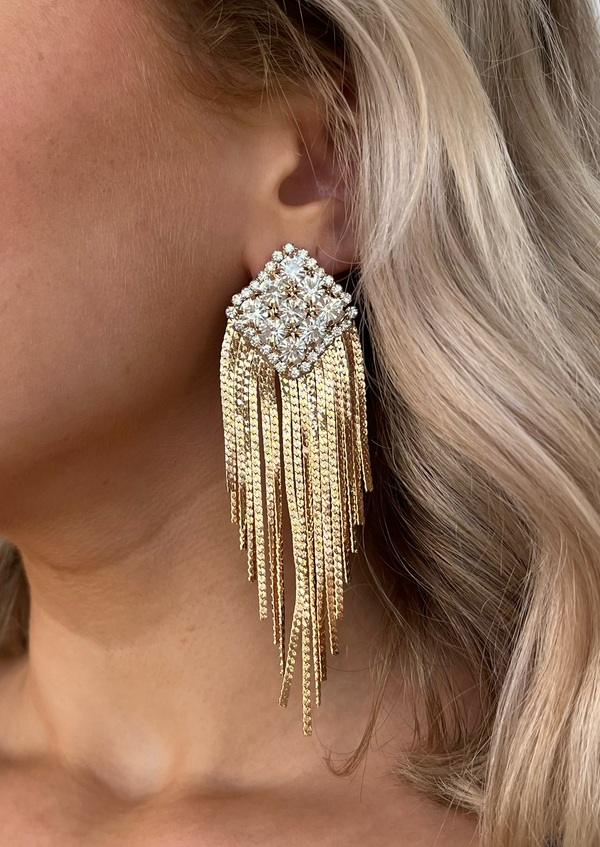 Diamond Fringe Drops - Gold