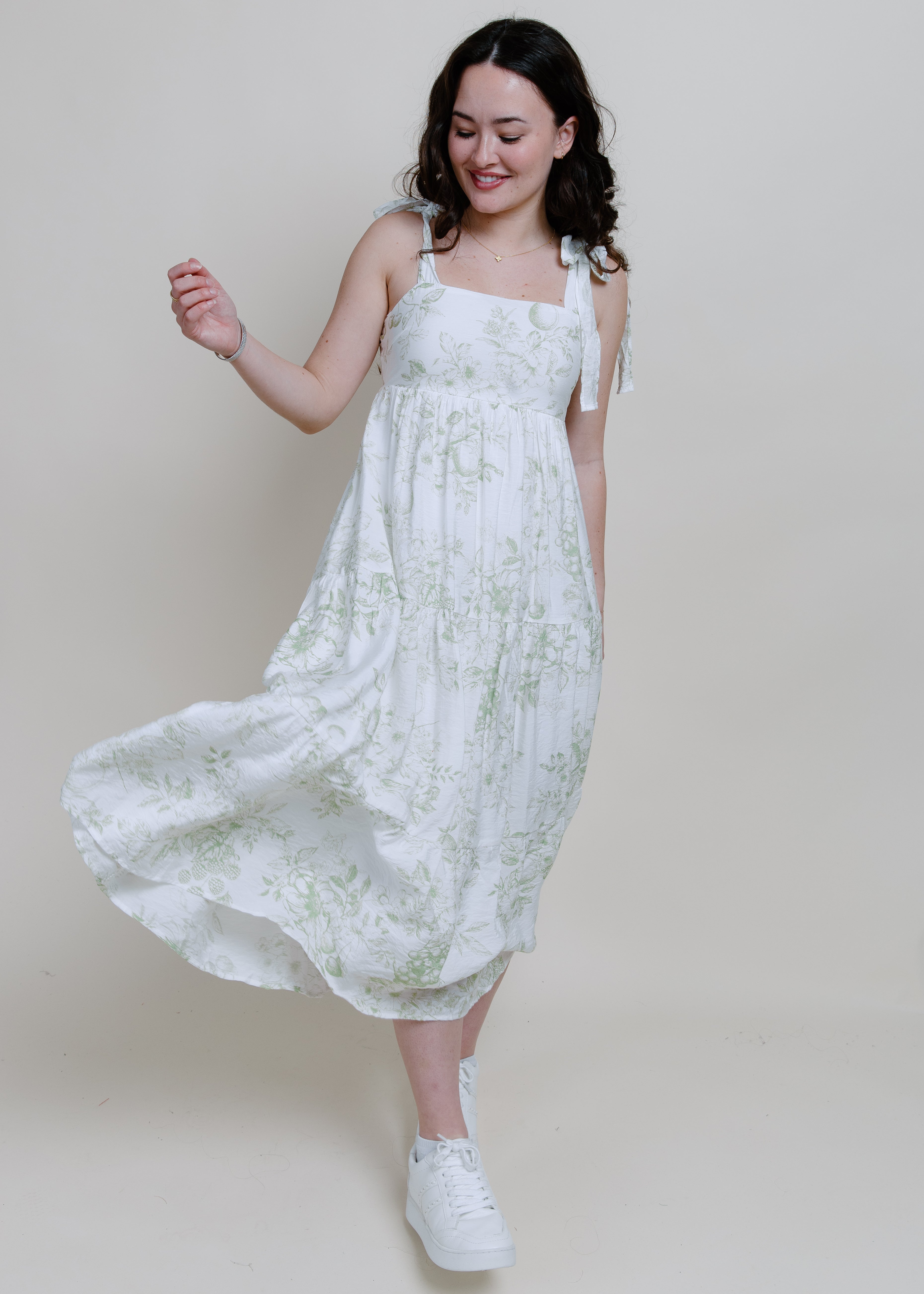 Green Whimsy Tiered Midi Dress Green Whimsy Tiered Midi Dress