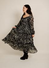 Tatiana Midi Dress - Black Floral