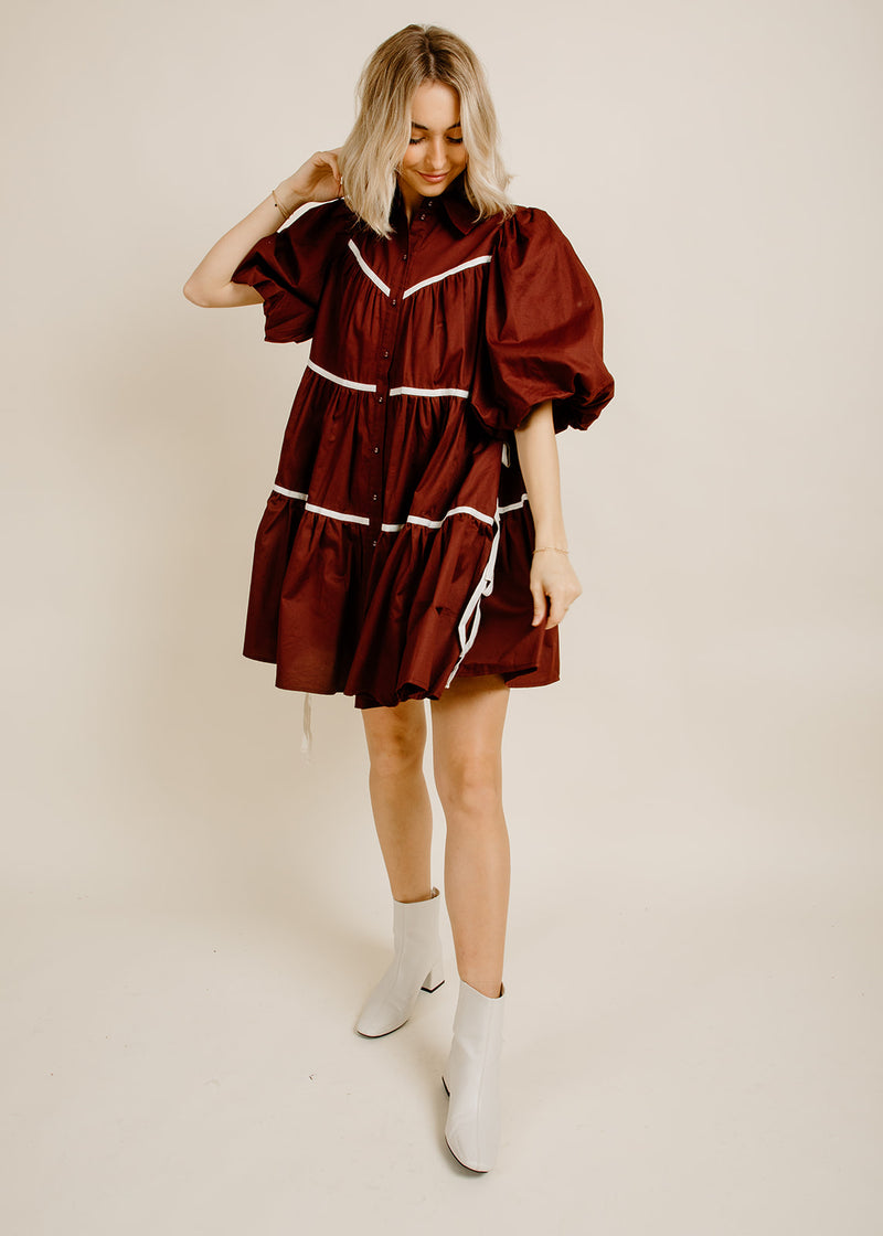Lena Shirt Dress - Maroon