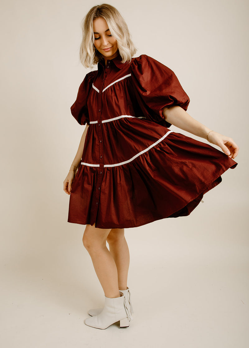 Lena Shirt Dress - Maroon