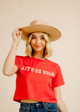 Let's Go Girls Embroidered Tee - Red