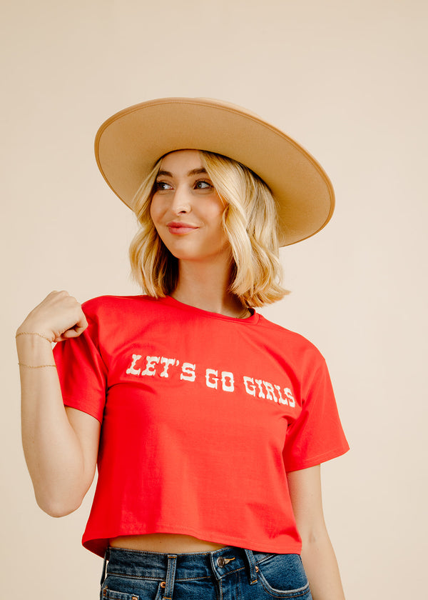 Let's Go Girls Embroidered Tee - Red