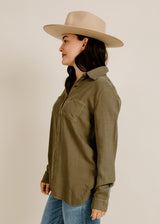 Mercia Button-Down Top - Olive