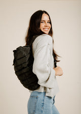 Quilted Nylon Backpack - Black