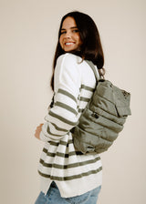 Quilted Nylon Backpack - Sage