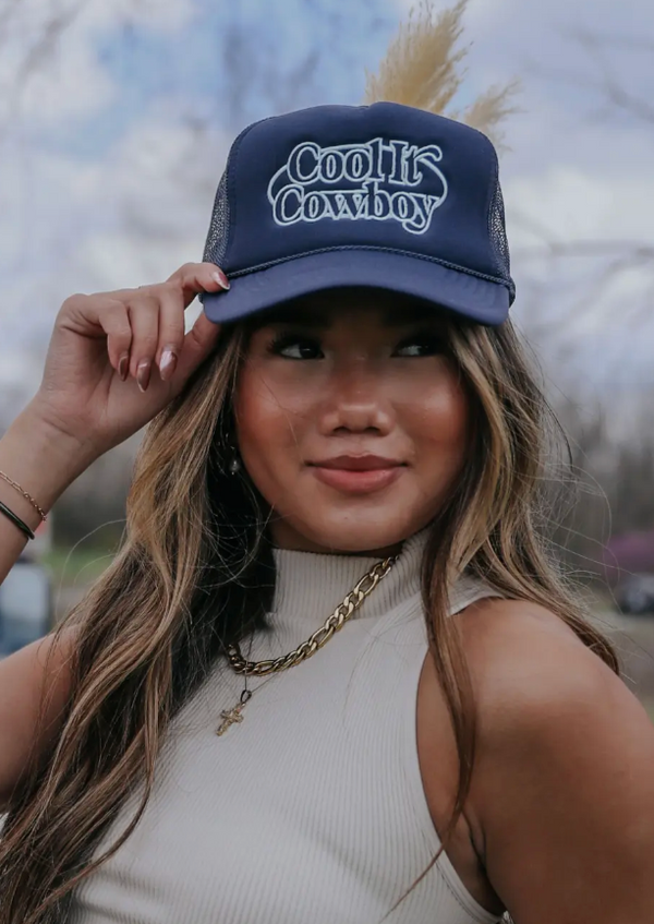 Cool It Cowboy Navy Trucker Hat
