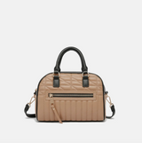 Diana Mini Bowling Satchel Bag - Taupe/Black