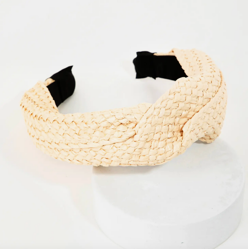 Headband: Straw Braided Twist - Ivory