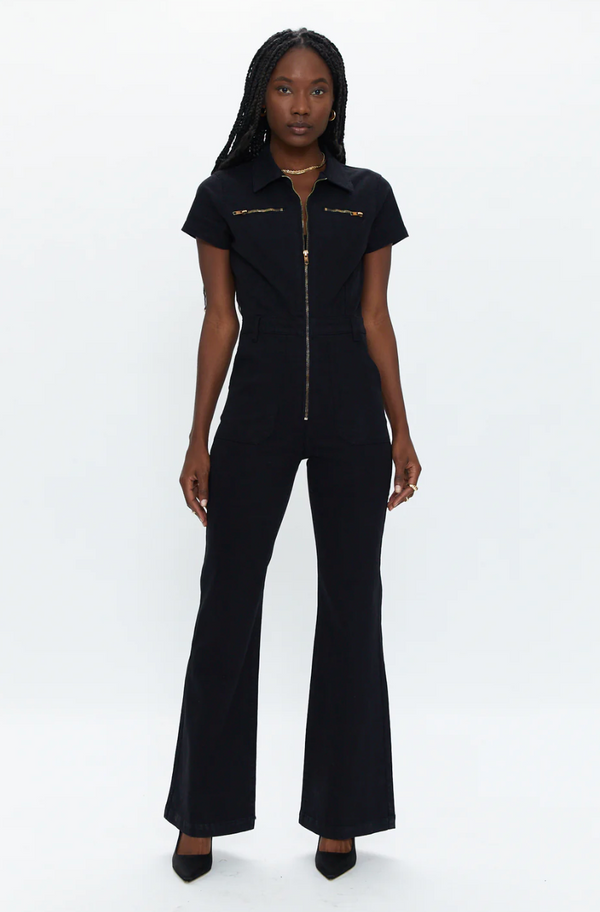 Martina Short Sleeve Jumpsuit - Black