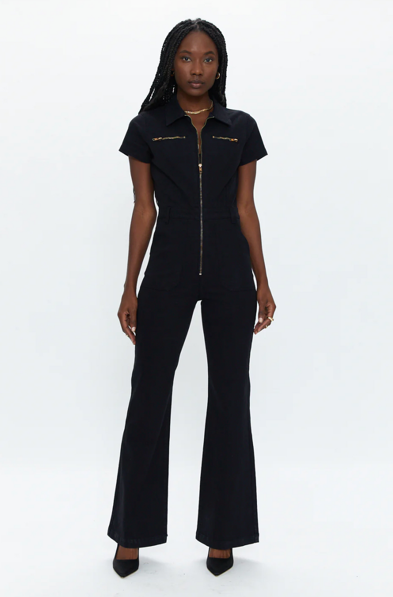 Martina Short Sleeve Jumpsuit - Black