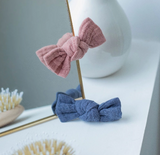 Cotton Gauze Bow Barrettes x2