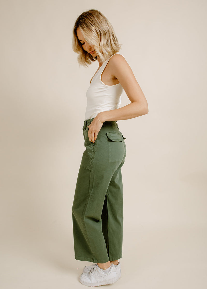 Sofia Wide Leg Utility - Basil