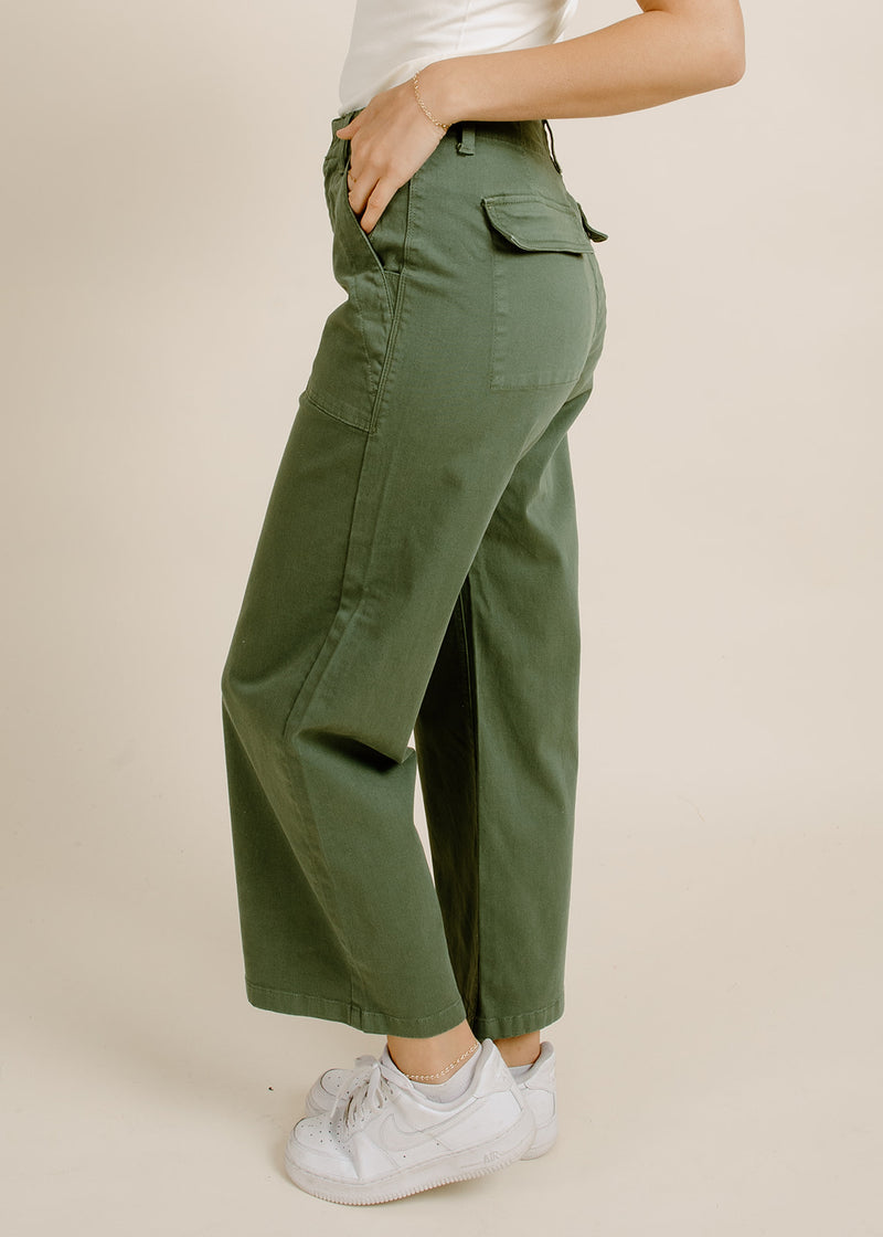 Sofia Wide Leg Utility - Basil