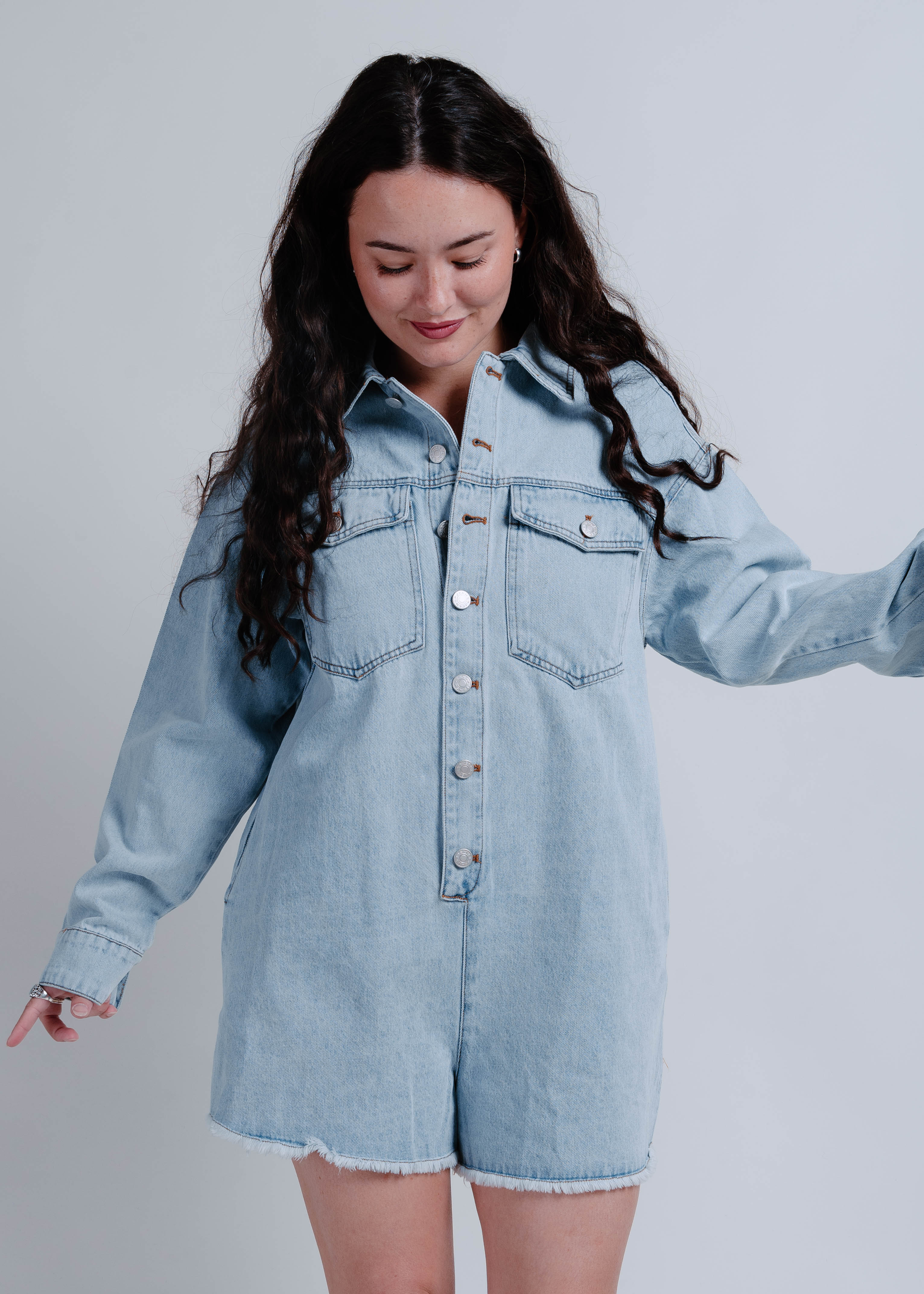 The Karmen Denim Romper – Vinnie Louise