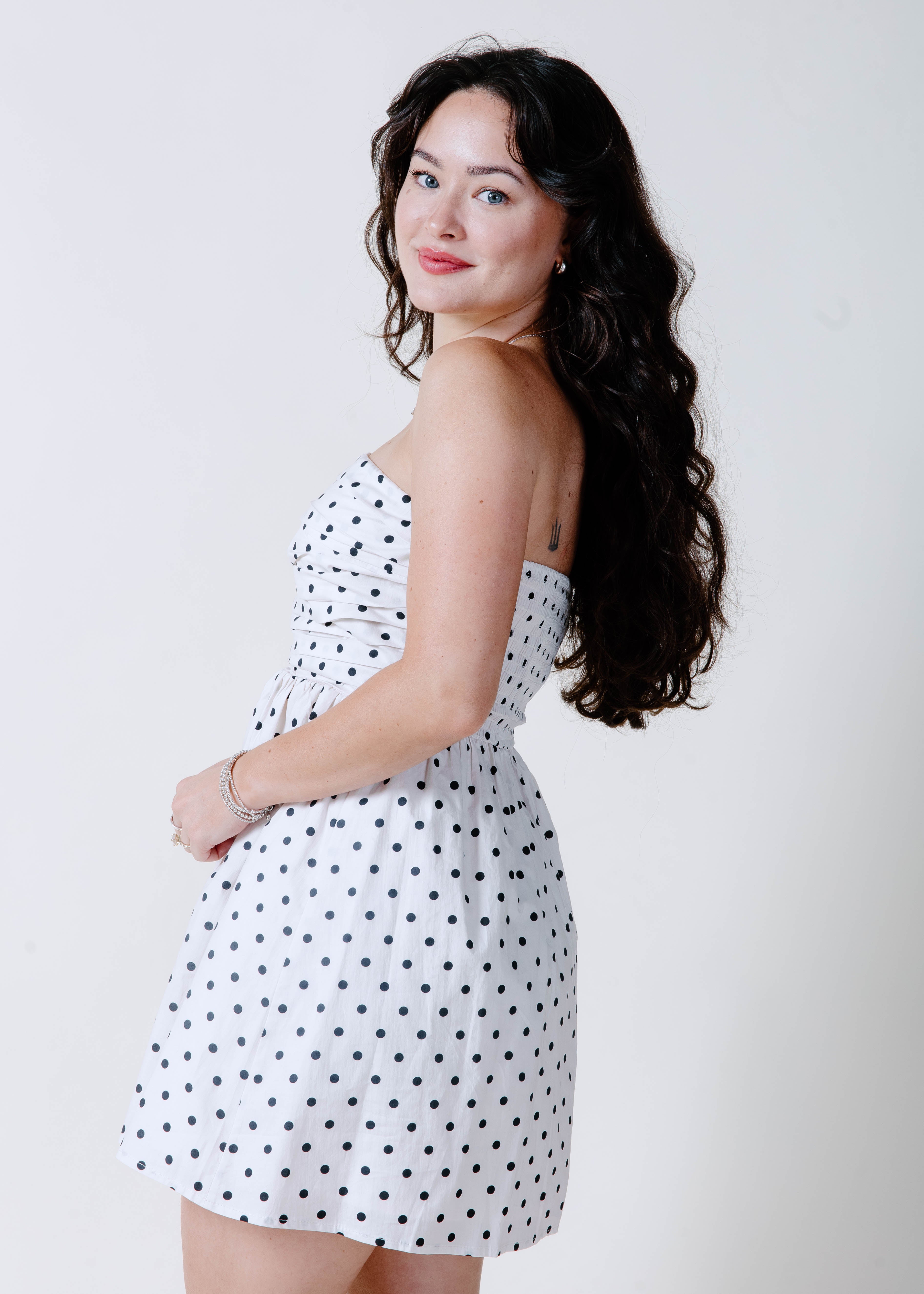 The Minnie Polka Dot Mini Dress - Off White – Vinnie Louise
