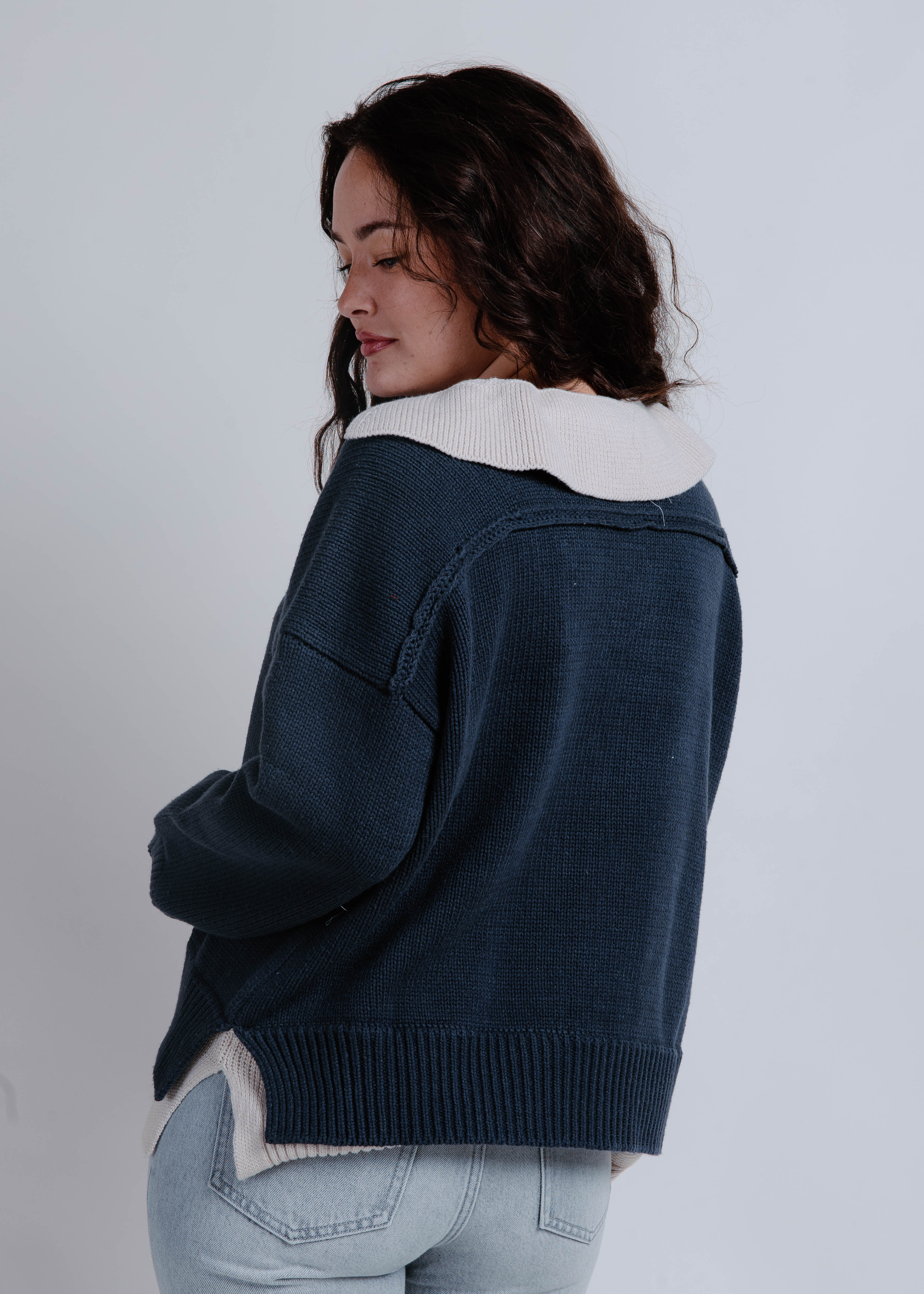 The New England Sweater - Navy – Vinnie Louise