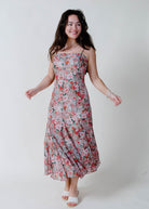 floral midi dress for womens Luciana Cream Floral Midi Dress main image 0