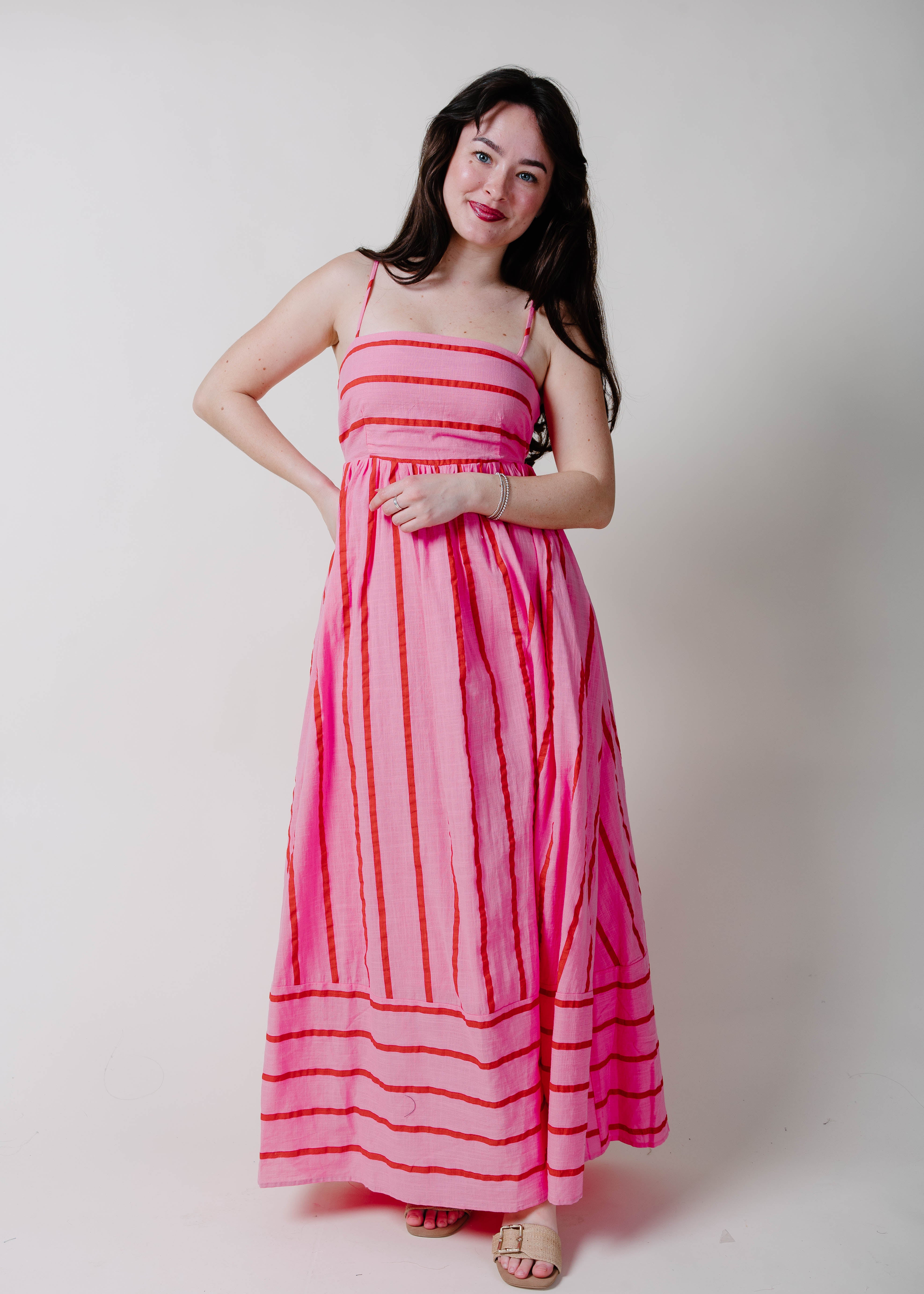best fabric for maxi dress The Hills Striped Maxi Dress