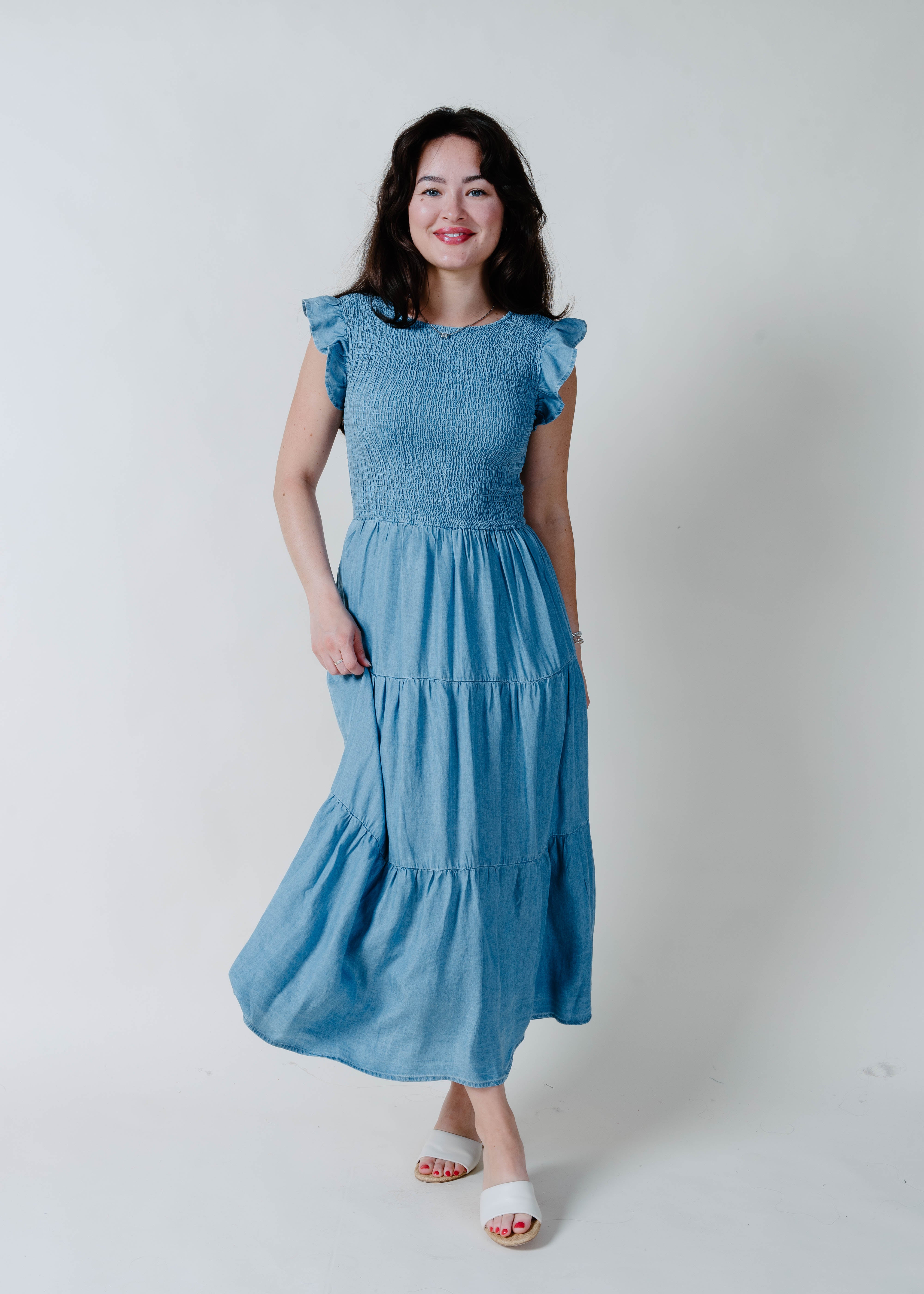 The Linsey Midi Dress - Chambray Small The Linsey Midi Dress - Chambray Small