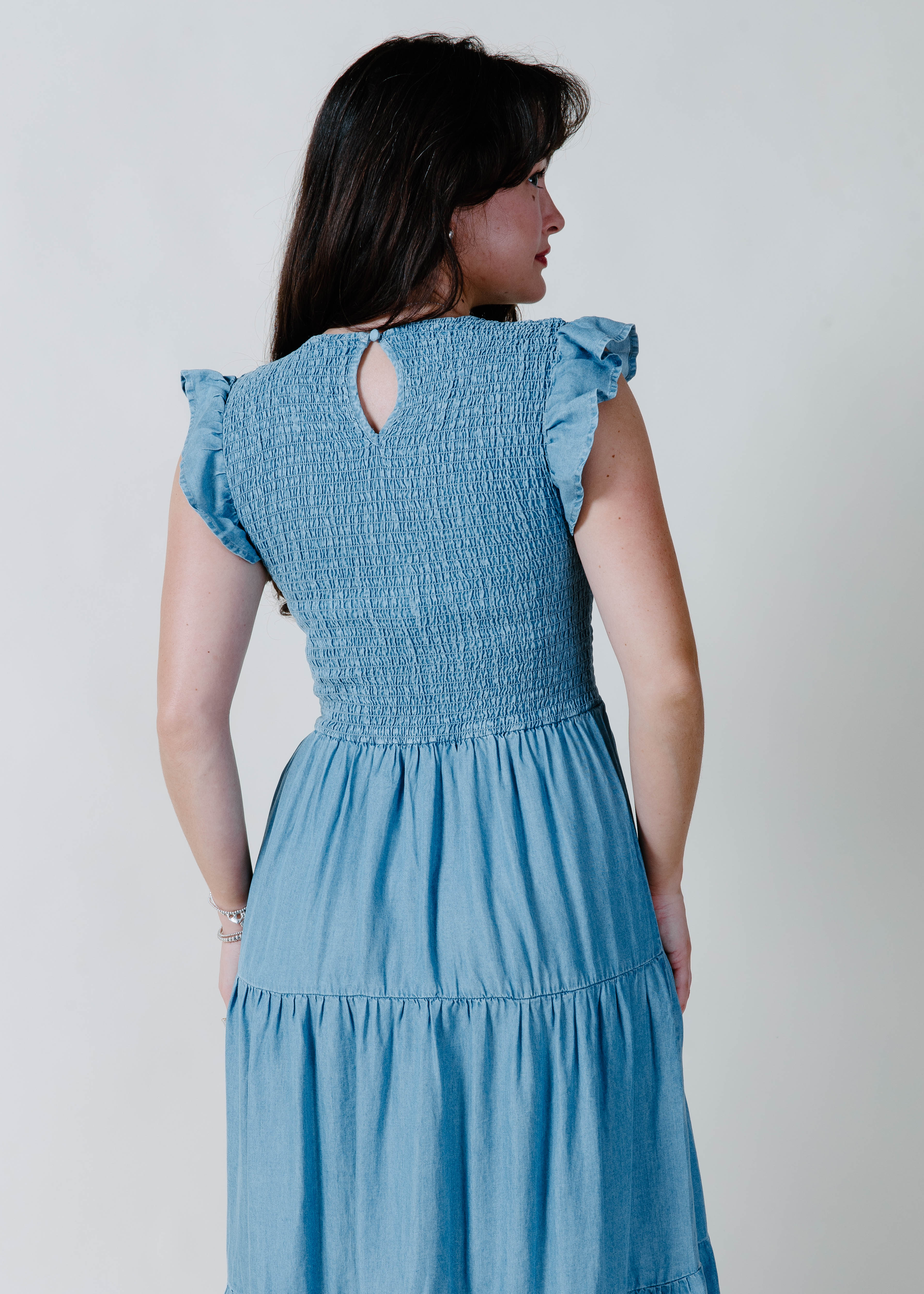 The Linsey Midi Dress - Chambray Small The Linsey Midi Dress - Chambray Small