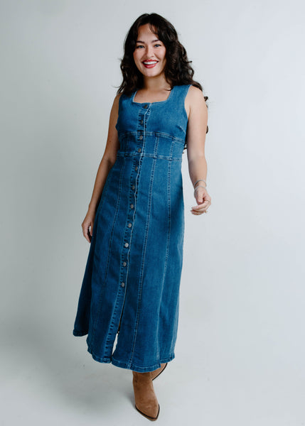Willow Denim Midi Dress – Vinnie Louise