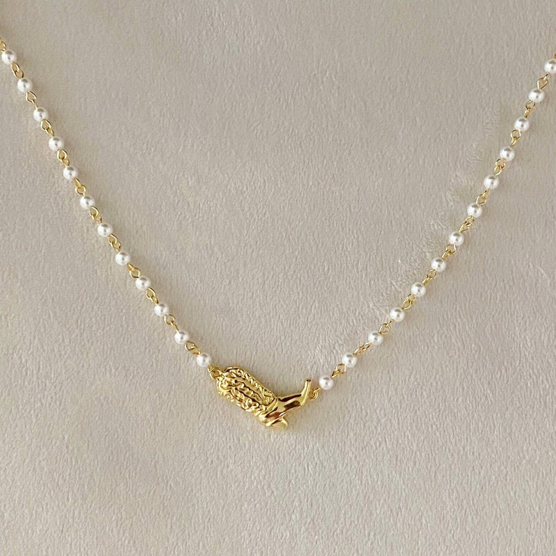 Cowgirl Boot Pearl Necklace