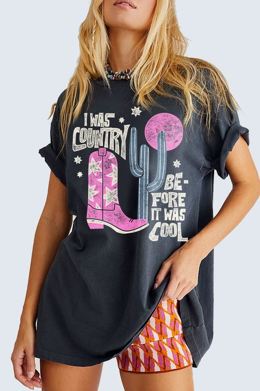 I Was Country Tee - Black