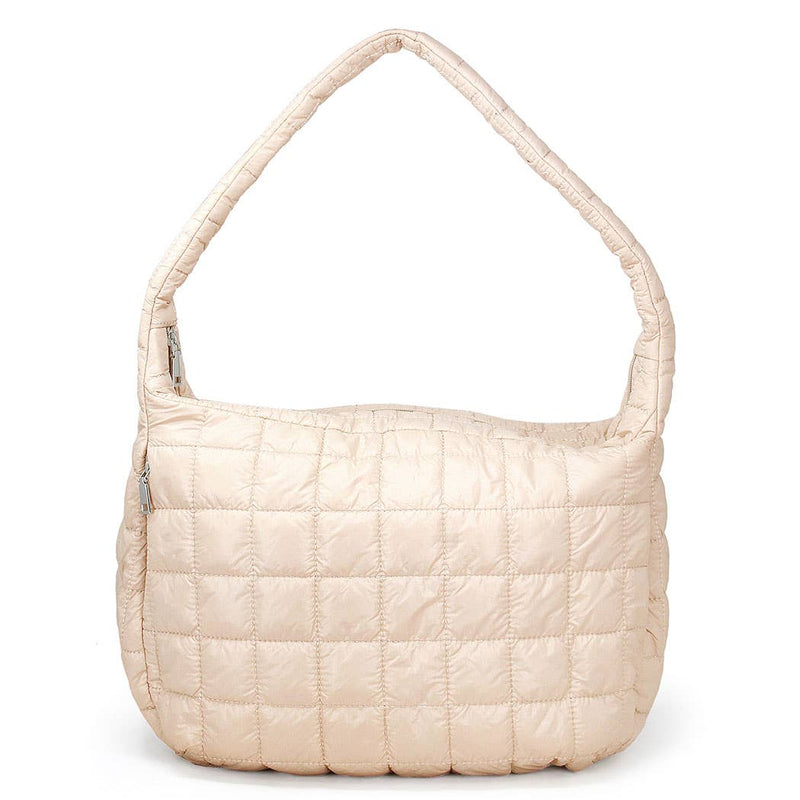 Large Quilted Puffer Bag - Black