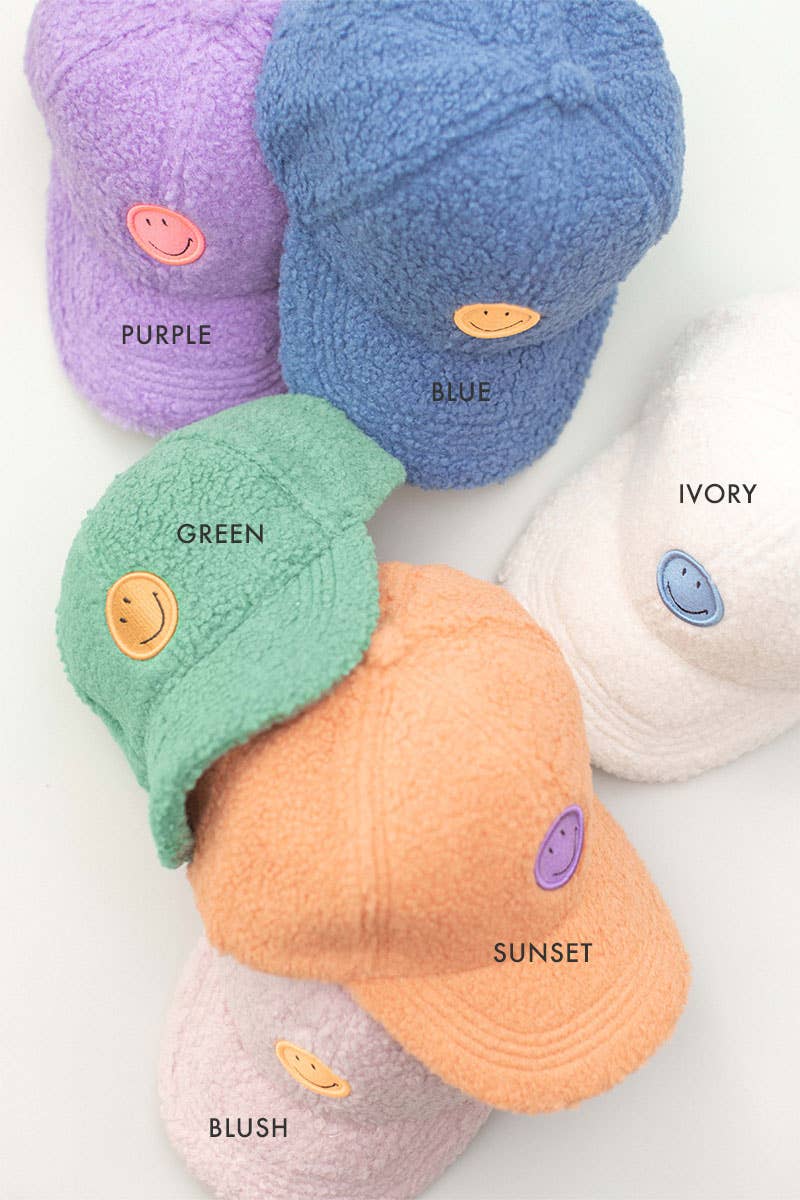 Smiley Boucle Kids Baseball Hat: Sunset