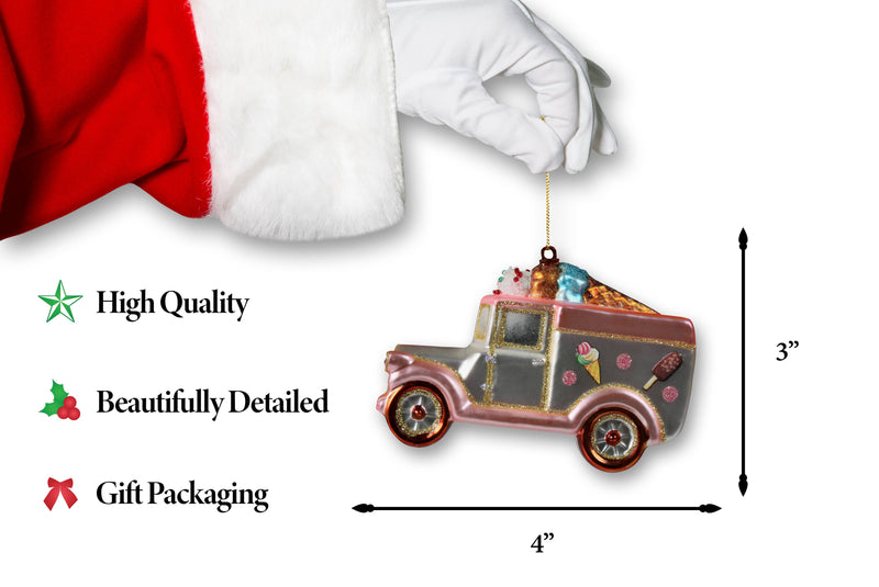 Ice Cream Truck Glass Ornament