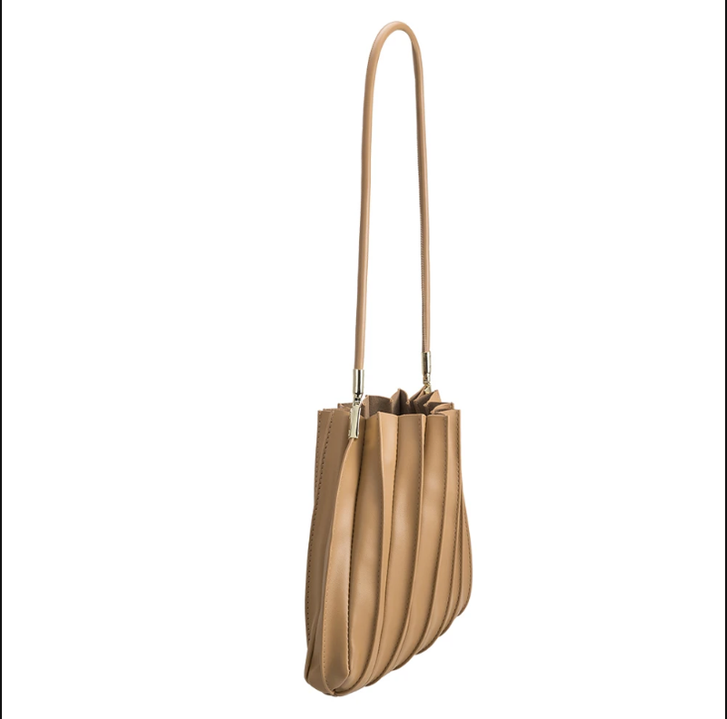 Carrie Pleated Shoulder Bag - Taupe