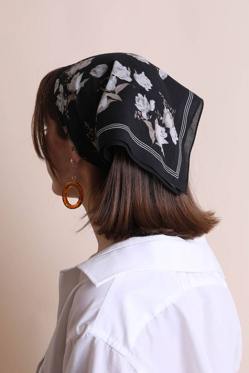Orchid Flower Bandana - Black