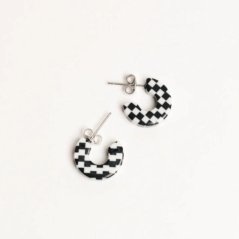 Mali Hoop Earrings In B+W checkered