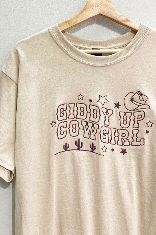 Giddy Up Cowgirl Embroidered Tee