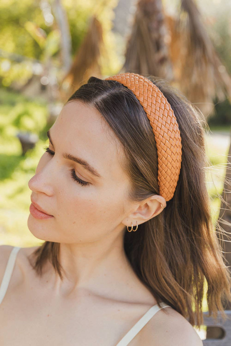 Headband: Solid Shade Woven Rust