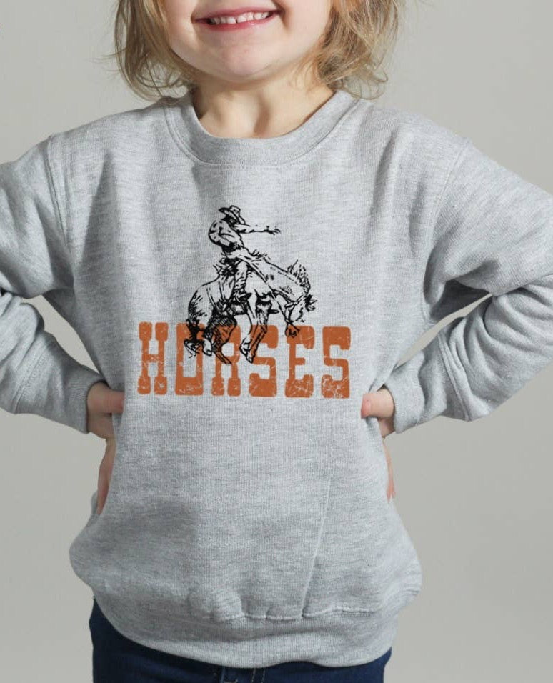 Kids Horses Sweatshirt - Grey